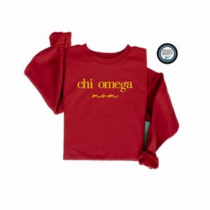 Official CHI OMEGA Mom Embroidered Sweatshirt, Sorority Merch, Chi Omega Merch, Sorority Mom Sweatshirt, XO Merch, Chi O Sweatshirt