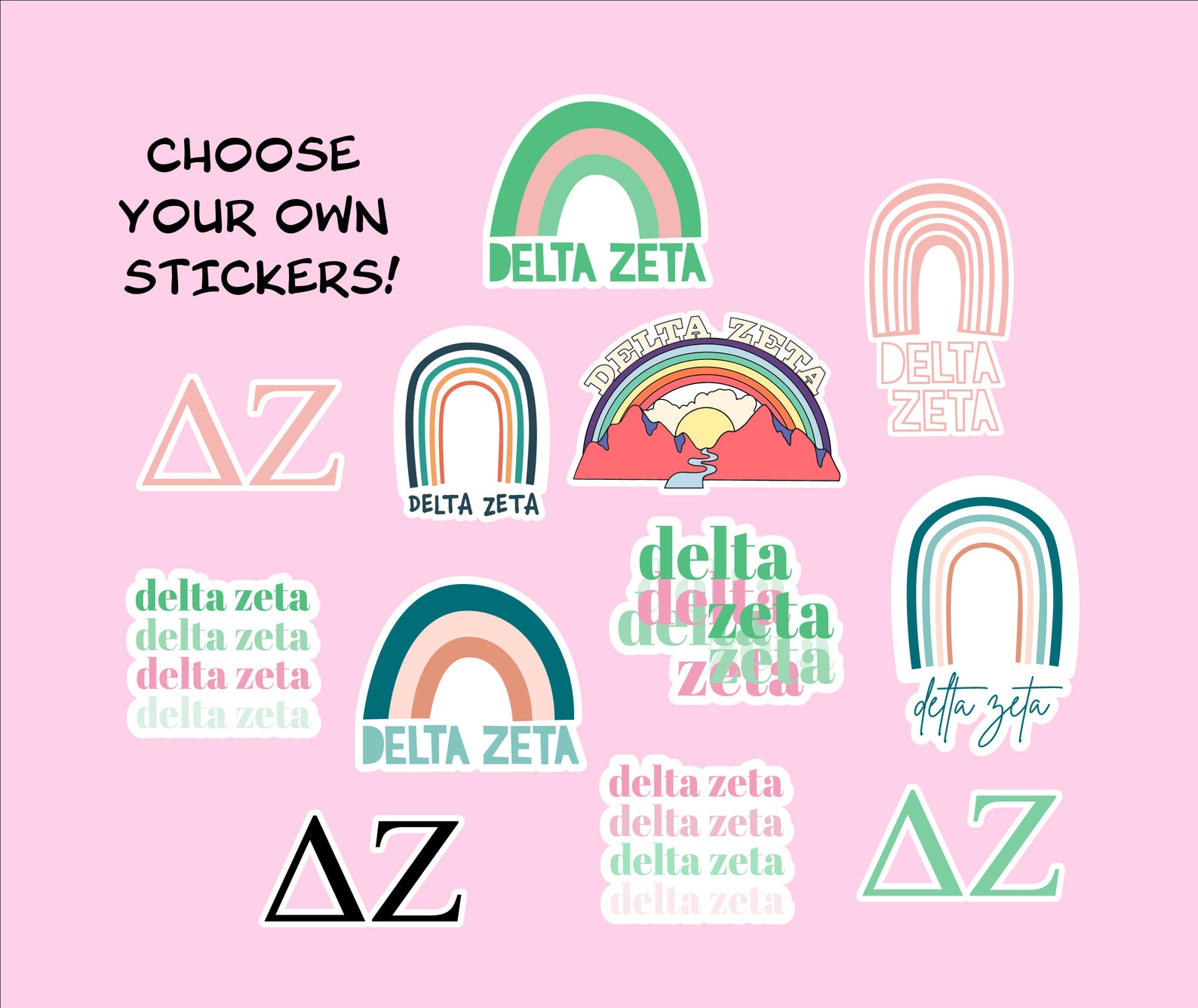Delta Zeta Stickers DZ Stickers Delta Zeta Merch DZ Etsy