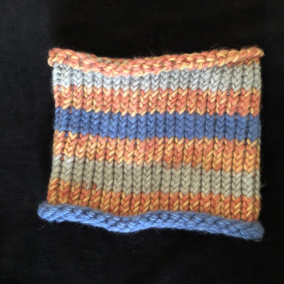Cowl (neckwarmer) (orange, Gold, Blue & Gray) - Etsy