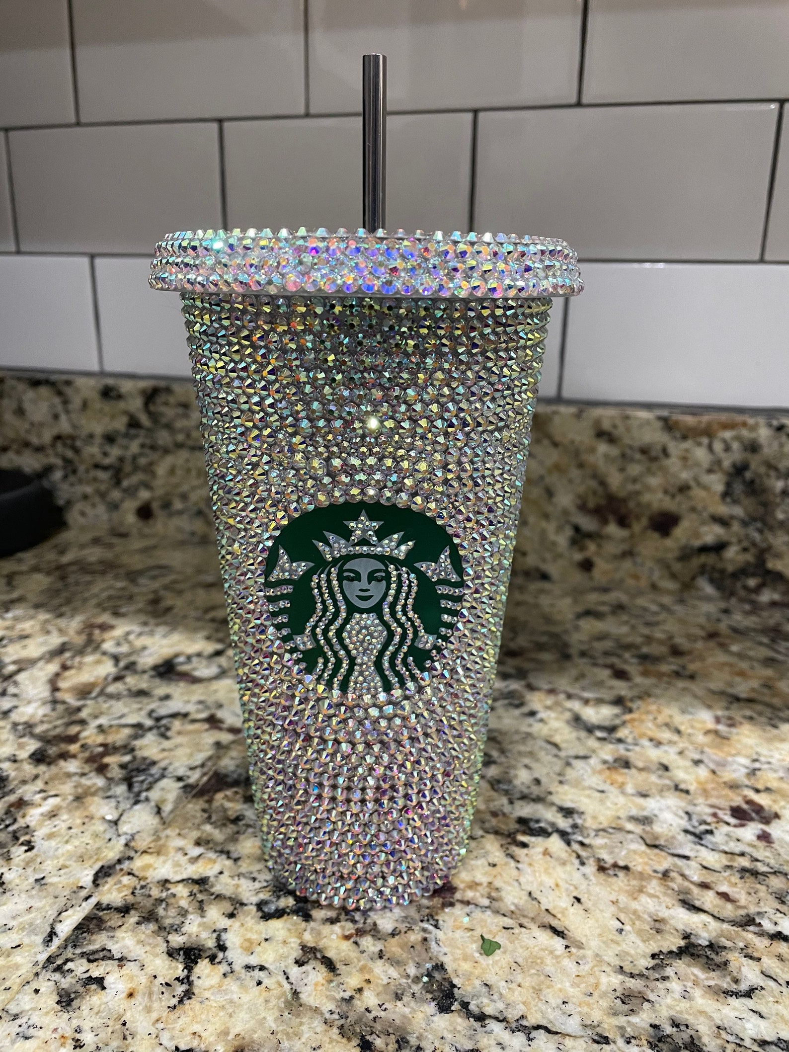 Starbucks Bling Tumbler Hand Placed Crystal AB rhinestones Etsy