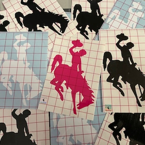 Wyoming Steamboat Bucking Horse and Rider Vinyl Decal Stickers