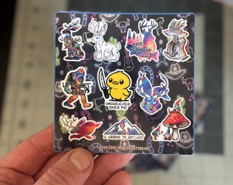 Trippy Wyoming Sticker Sheet Jackalope Bigfoot Psychedelic Mini Vinyl Stickers Weird Western Art