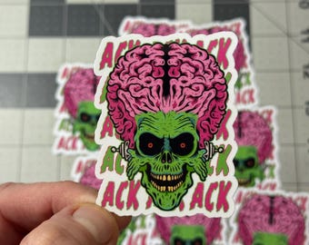 Mars Attacks Sticker Retro Sci Fi Alien Zombie Vinyl Die Cut Waterproof Laptop Car Water Bottle