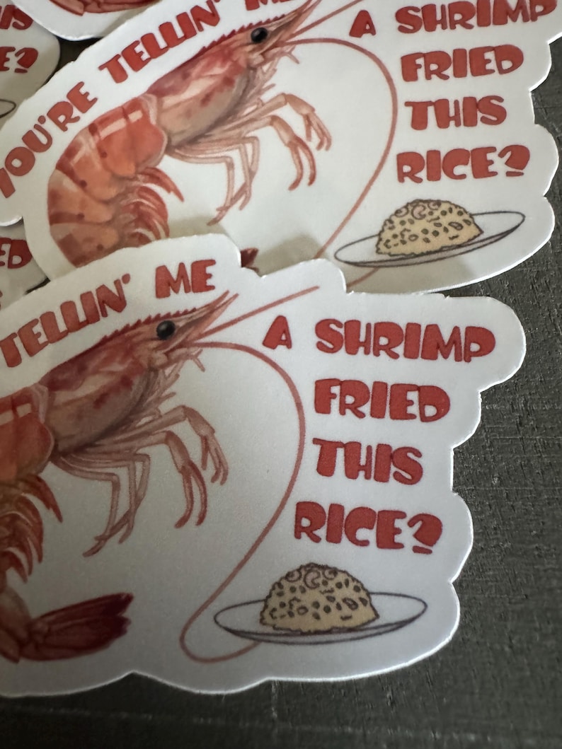 Shrimp Fried Rice Meme Die Cut Sticker Funny Food Joke Waterproof Vinyl ...
