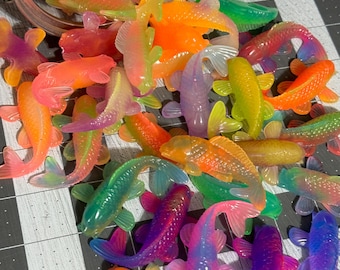 Glow-in-the-Dark Epoxy Resin Koi Fish: Mini UV Reactive Set of 3
