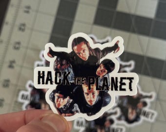 Hack the Planet Sticker Hackers Movie Vinyl Die Cut Waterproof Laptop Car Water Bottle