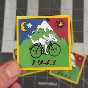 Bicycle Day Sticker: Albert Hofmann, Psychedelic Art, Waterproof Vinyl