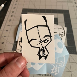 Gir Invader Zim Vinyl Decal, Cartoon Robot Sticker, Sci-Fi Die Cut, Waterproof Car and Laptop Decor, Nickelodeon Fan Gift