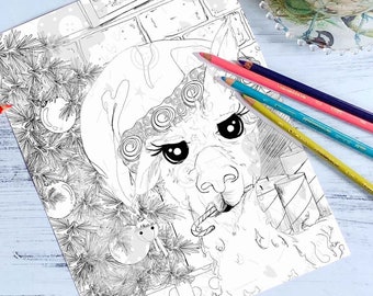 Holiday Alpaca Coloring Page, Llama art,  Coloring pages for adults, Coloring pages for kids *DIGITAL DOWNLOAD ONLY*