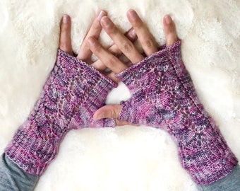 Knitting Pattern Forget Me Not Fingerless Mitts