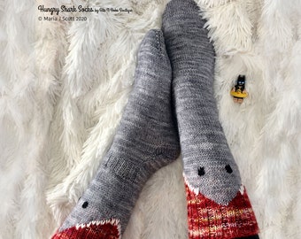 Hungry Shark Socks Knit Pattern