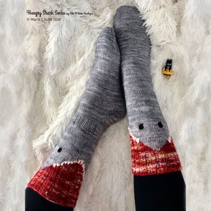 Hungry Shark Socks Knit Pattern