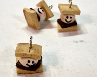 S'mores charm, knitting stitch marker, knit progress keeper, crochet progress keeper