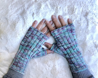 Knitting Pattern Ribbed Fingerless Mitts knit pattern