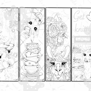 Alpaca Bookmark coloring 2 pack, Llama art,  Coloring pages for adults and kids