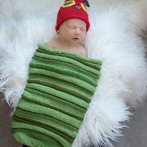 Knitting Pattern Very Hungry Caterpillar Cocoon, Swaddle Sack and Hat Knit Pattern DIGITAL DOWNLOAD image 3