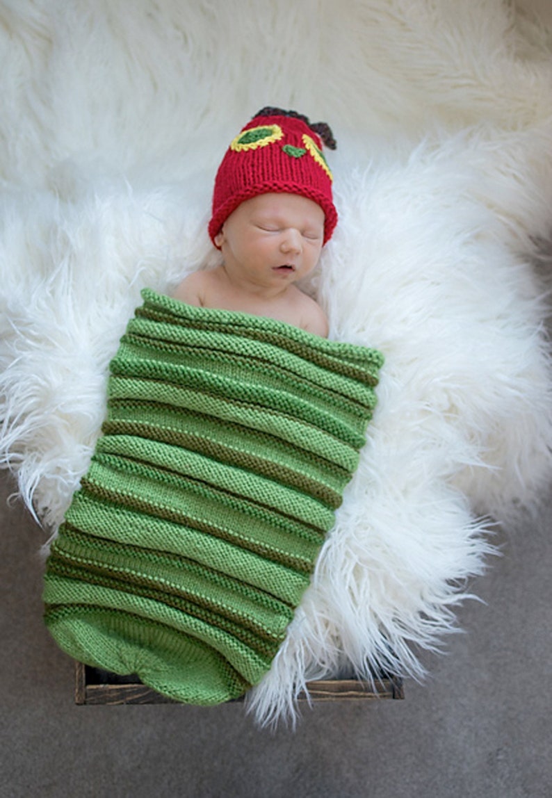 Knitting Pattern Very Hungry Caterpillar Cocoon, Swaddle Sack and Hat Knit Pattern DIGITAL DOWNLOAD zdjęcie 3