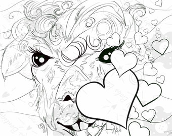 I Love You Forever Alice the Alpaca Coloring Page, Art de lama et Coloriages pour adultes et enfants