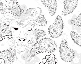 Paisleys Are My Alpaca Groove Coloring Page, Llama art,  Coloring pages for adults, Coloring pages for kids *DIGITAL DOWNLOAD ONLY*