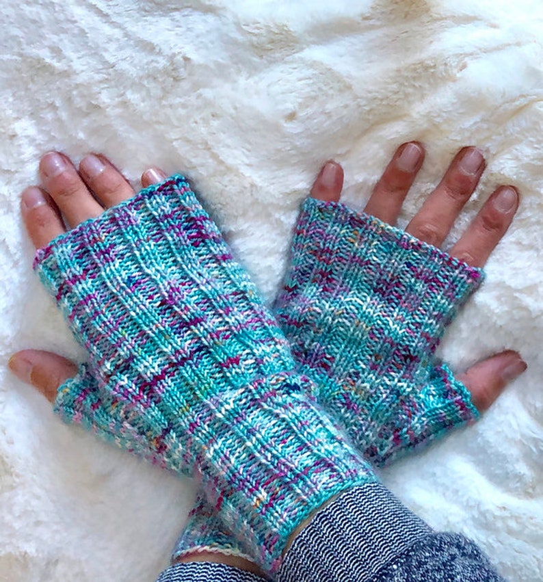 Ribbed Fingerless Mitts knit pattern DIGITAL DOWNLOAD ONLY