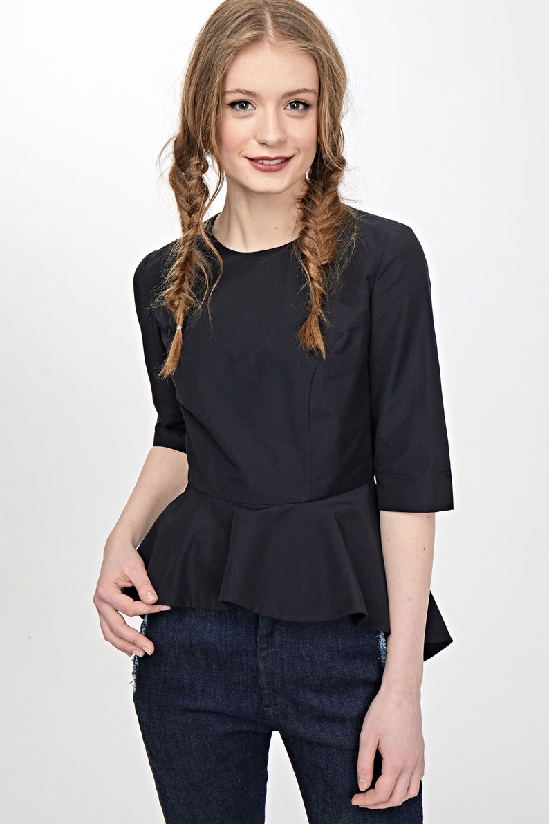 Karenina Top elbow sleeve women cotton elegant everyday wear bridal party outfit peplum casual woman black friday sale cyber week sale