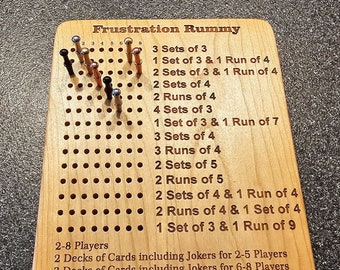 8 Player Frustration Rummy Game Board with peg storage
