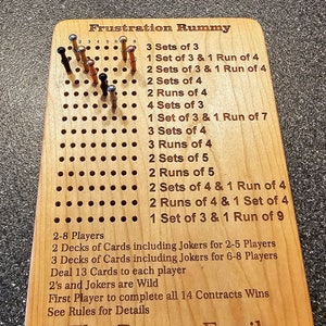 8 Player Frustration Rummy Game Board with peg storage