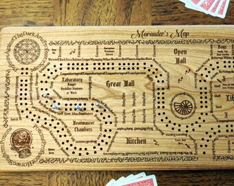 Harry Potter Inspired Marauder's Map Cribbage Board