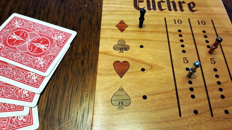 Euchre Card Game Scoring Board Etsy Euchre Card Game Scoring Board Etsy