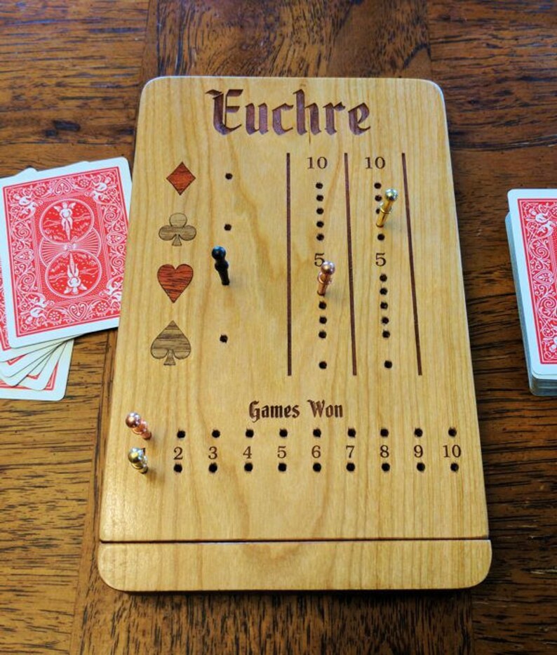 Euchre Card Game Scoring Board Etsy Euchre Card Game Scoring Board Etsy