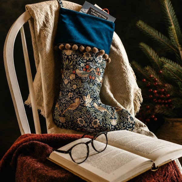 William Morris Erdbeerdieb Samt Erbstück Strumpf