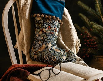 William Morris Strawberry Thief Velvet Heirloom Stocking