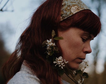 Diadema William Morris, diadema anudada "Pimpernel", banda ancha para el cabello, accesorio para el cabello, envoltura para la cabeza Bufanda estrecha Pañuelo pañuelo