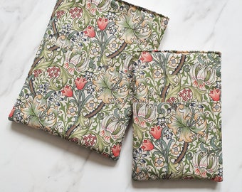 William Morris, Golden Lily, Book iPad Kindle Sleeve, Book Bag, Book Protector, Fabric Cover with Pocket Protector Paperback Hardback
