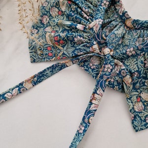 Beautiful Detachable William Morris Strawberry Thief Blue Baby Ruffle Collar Detachable Collar Removeable Collar Frill Collar image 2