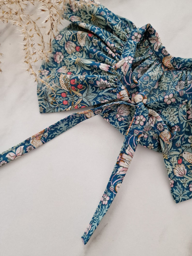 Beautiful Detachable William Morris Strawberry Thief Blue Baby Ruffle Collar Detachable Collar Removeable Collar Frill Collar image 2