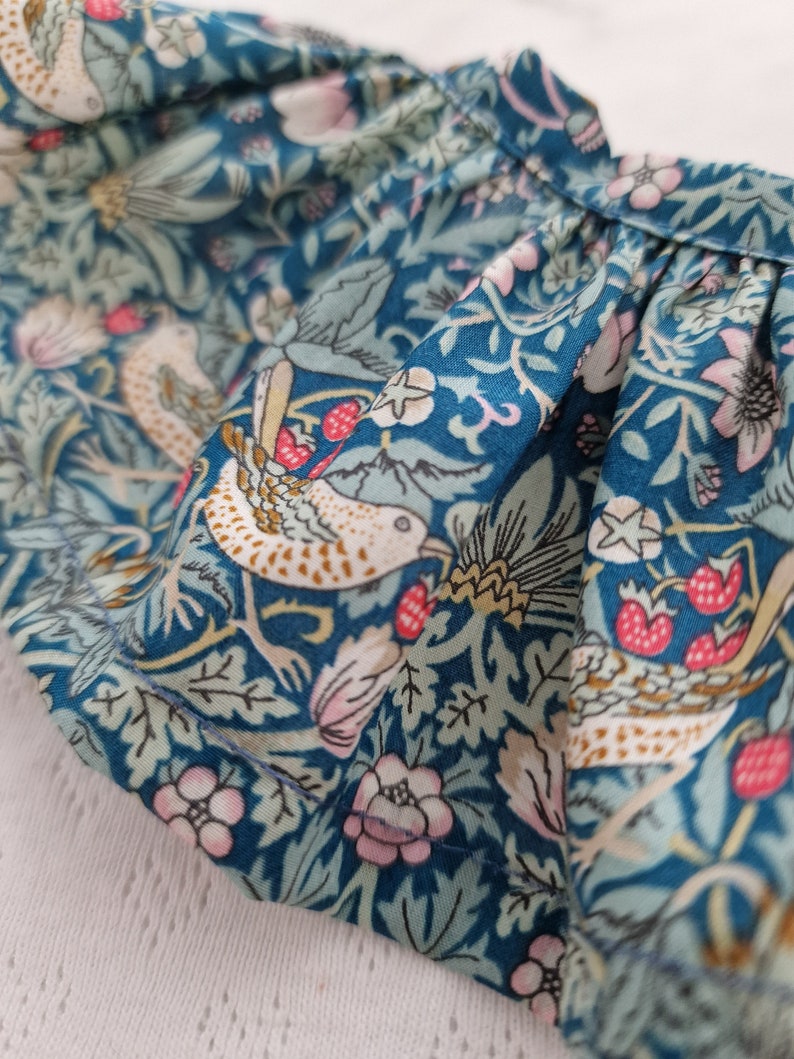 Beautiful Detachable William Morris Strawberry Thief Blue Baby Ruffle Collar Detachable Collar Removeable Collar Frill Collar image 9