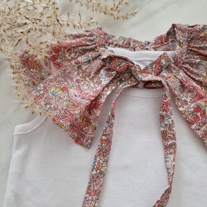 Hermoso desmontable William Morris Strawberry Thief Pink / Collar de volantes de bebé / Collar desmontable / Collar extraíble / Collar de volantes imagen 8