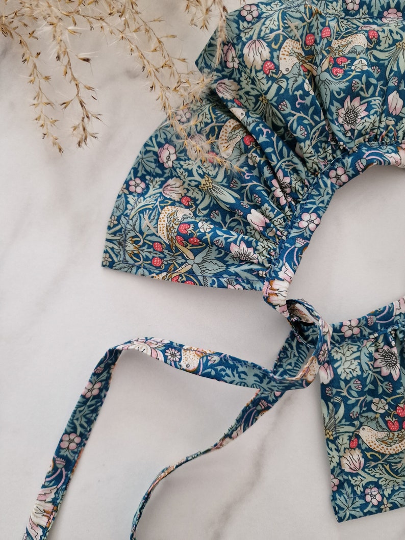 Beautiful Detachable William Morris Strawberry Thief Blue Baby Ruffle Collar Detachable Collar Removeable Collar Frill Collar image 4