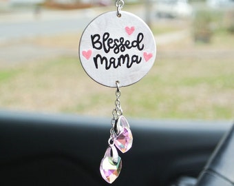 Bendita mamá espejo retrovisor encanto, accesorios de coche para mujeres, ideas de regalos para el día de la madre, cumpleaños, nueva mamá, baby shower