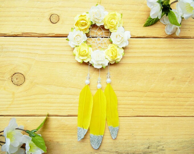 Yellow Car Accessories Yellow Dream Catcher Glitter Car Etsy