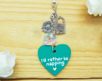 I'd Rather Be Napping Funny Rearview Mirror Accessory, Nap Lover, Car Rear View Charm, Interior Vehicle Decor, Sleep Lover, Sleeping