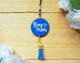 Boy Mom Car Rear View Mirror Charm, Mother's Day Gift Ideas for Mom of Boys, All Boys, New Mom, Best Friend, Baby Shower, Vehicle Decor