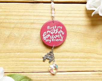 First My Mother Forever My Friend Car Mirror Charm, Birthday Gift Ideas for Mom, Mother's Day, Rearview Mirror Accessories, From Daughter