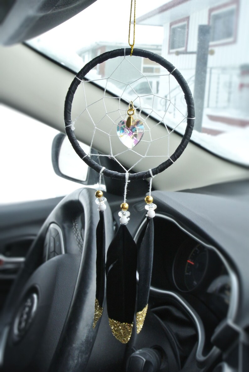 Black Dream Catcher For Car Glitter Car Accessory Etsy