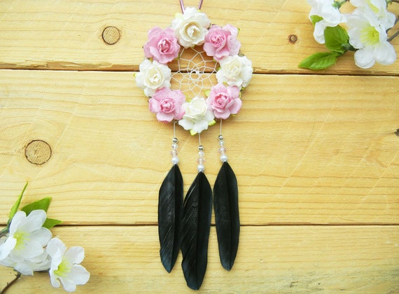 Pink And Black Car Accessories Car Dream Catcher Rearview Mirror Dreamcatcher Girly Interior Car Charm