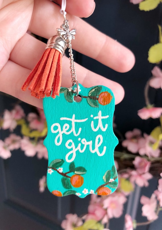 Get It Girl Rearview Mirror Charm, Female Empowerment Gift Ideas, Orange  Car Accessories for Women, Feminist, Feel Better, Confidence 