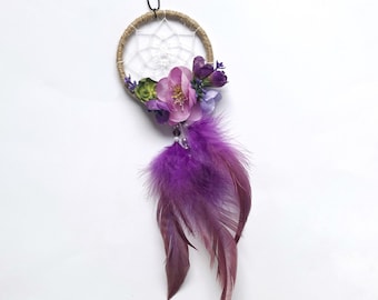Atrapasueños floral morado para retrovisor, atrapasueños de flores para coche, accesorios para mujer, ideas de regalo para el Día de la Madre