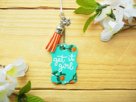 Get It Girl Rearview Mirror Charm, Female Empowerment Gift Ideas, Orange  Car Accessories for Women, Feminist, Feel Better, Confidence 