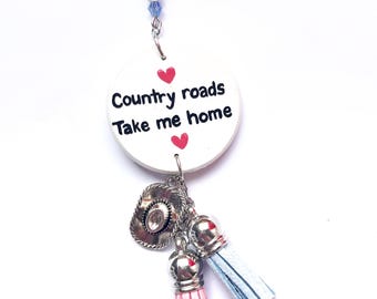 Accesorios para coches del oeste, colgante para coche Country Roads, colgador para espejo retrovisor